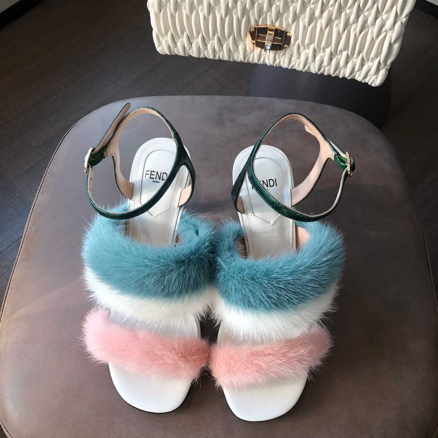Fendi First Pink Mink High-Heeled Sandals - DesignerGu