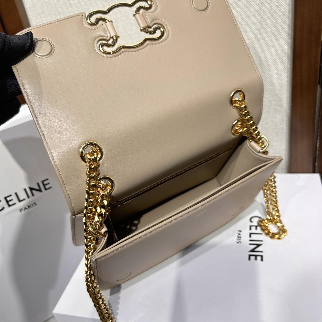 Celine Medium Bag Triomphe Frame In Shiny Calfskin - DesignerGu