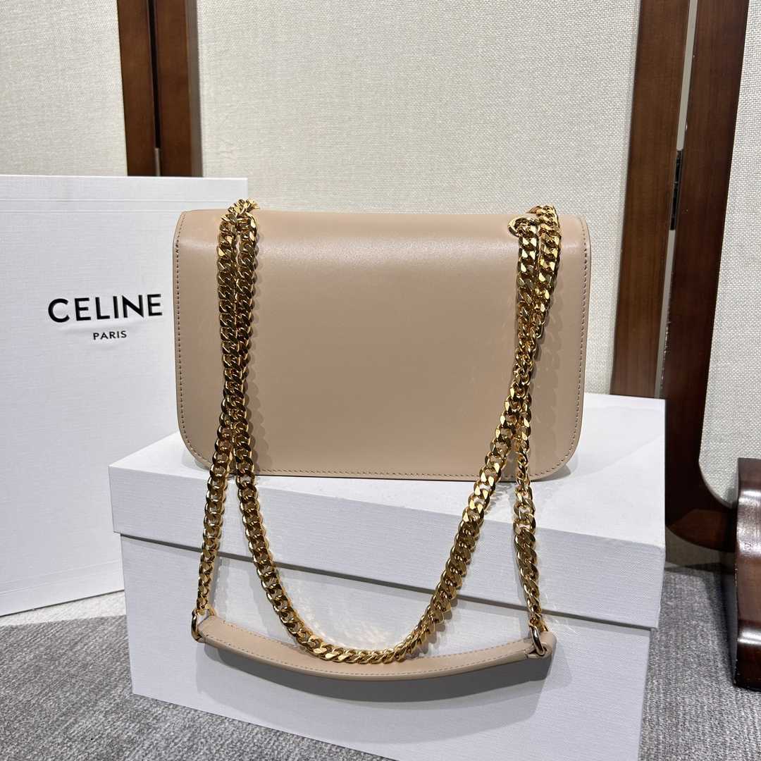 Celine Medium Bag Triomphe Frame In Shiny Calfskin - DesignerGu