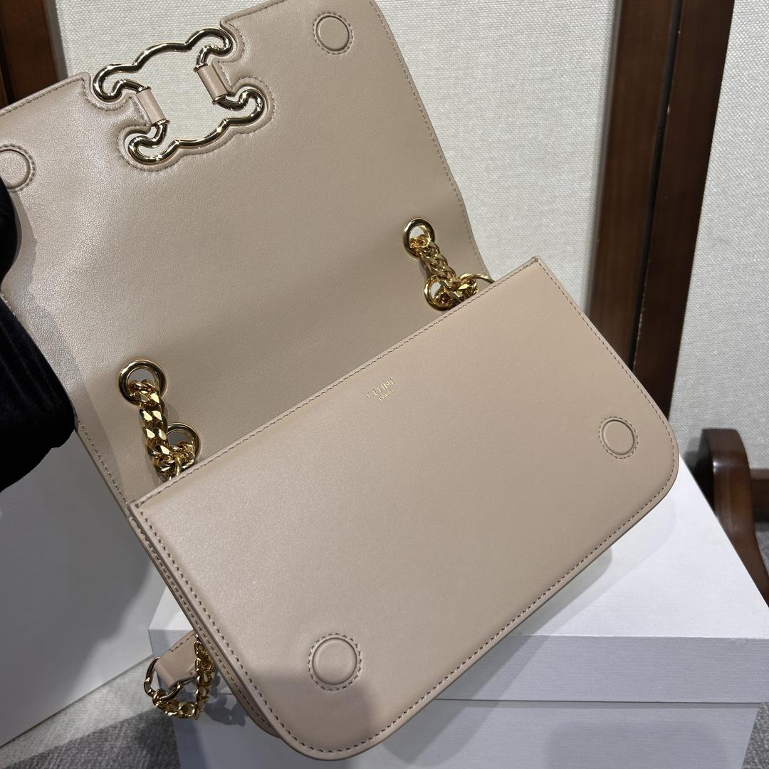 Celine Medium Bag Triomphe Frame In Shiny Calfskin - DesignerGu