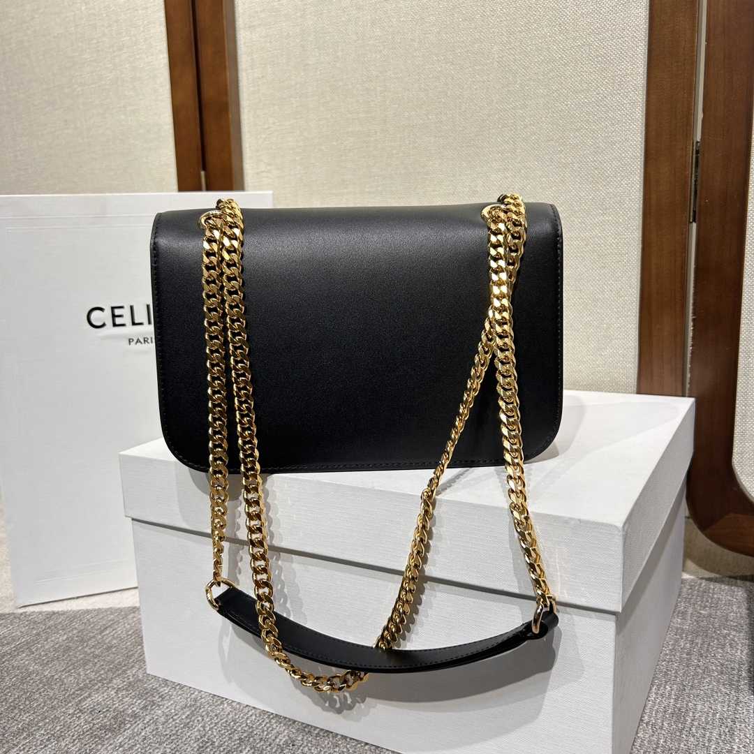 Celine Medium Bag Triomphe Frame In Shiny Calfskin - DesignerGu