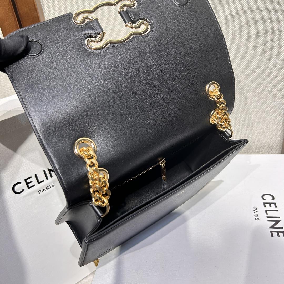 Celine Medium Bag Triomphe Frame In Shiny Calfskin - DesignerGu