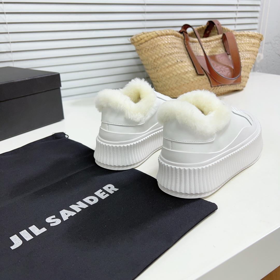 JIl Sander Leather Sneakers With Vulcanized Rubber Sole - DesignerGu