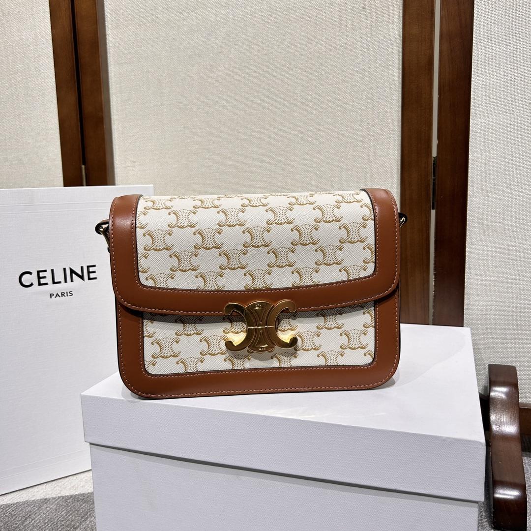 Celine Classique Triomphe Bag In Triomphe Canvas And Calfskin - DesignerGu