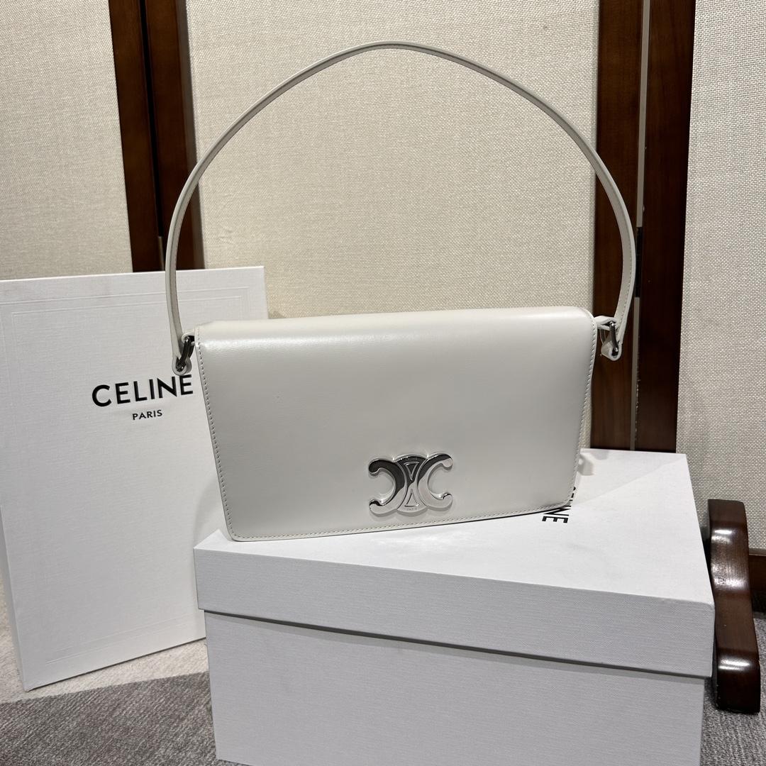 Celine Trapeze Triomphe Bag In Shiny Calfskin - DesignerGu