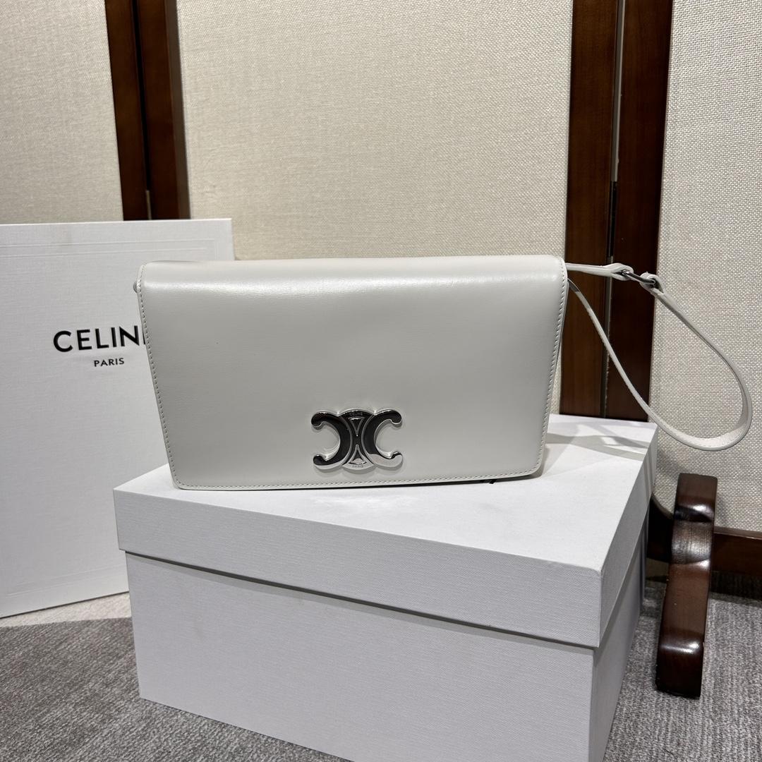 Celine Trapeze Triomphe Bag In Shiny Calfskin - DesignerGu