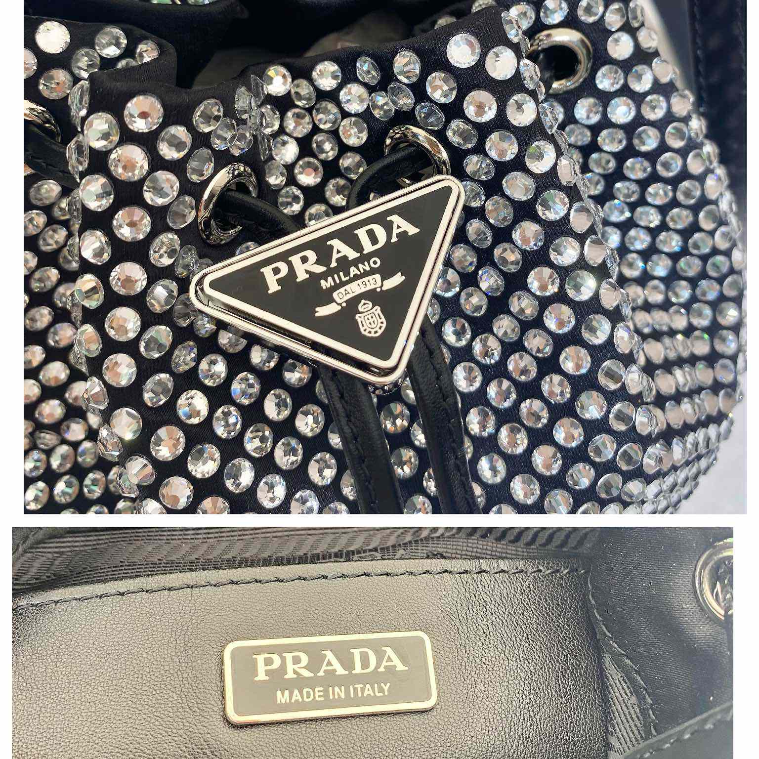 Prada Satin Mini-Bag With Crystals(16-21-10cm) - DesignerGu