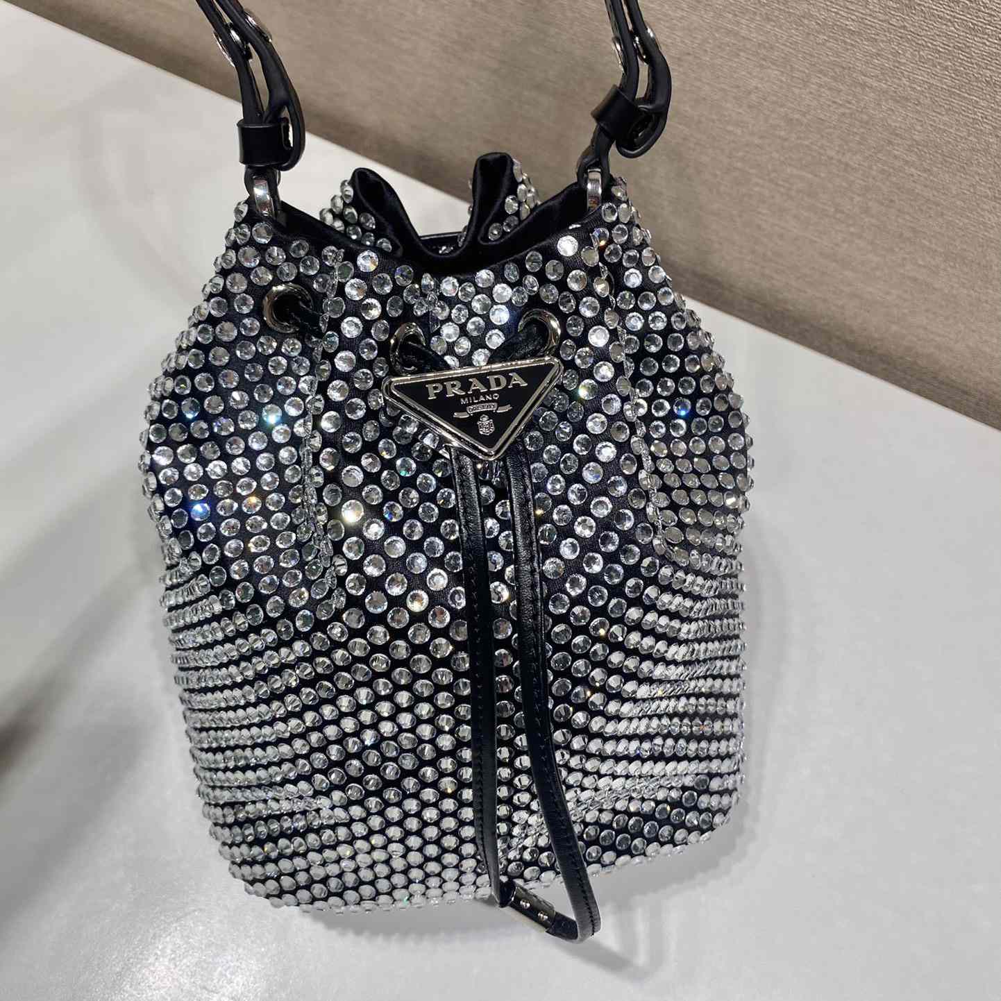 Prada Satin Mini-Bag With Crystals(16-21-10cm) - DesignerGu