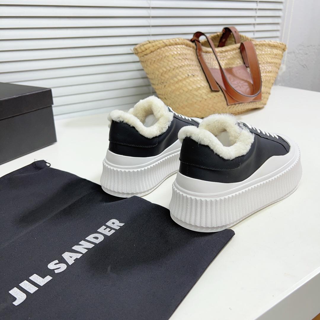 JIl Sander Leather Sneakers With Vulcanized Rubber Sole - DesignerGu