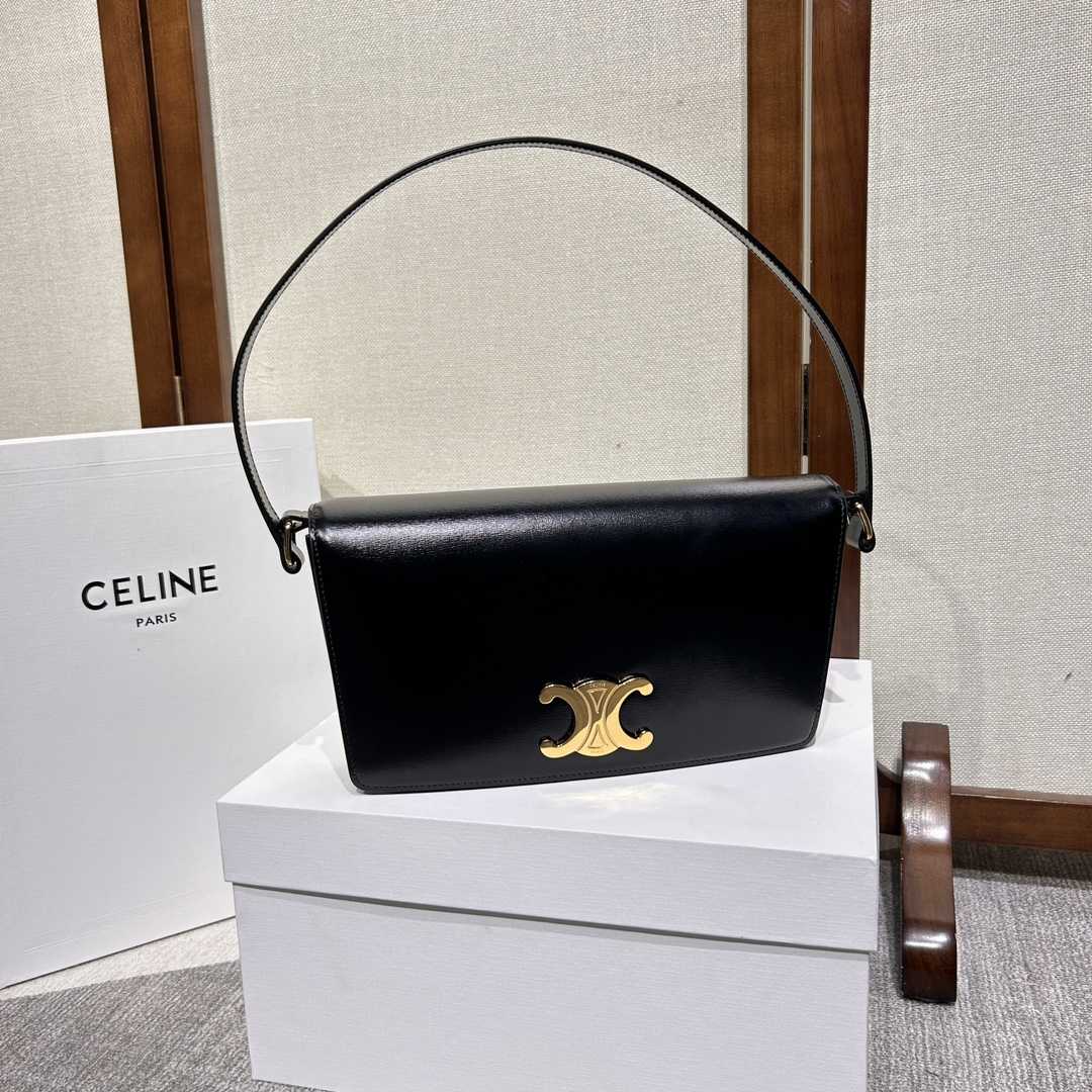 Celine Trapeze Triomphe Bag In Shiny Calfskin - DesignerGu