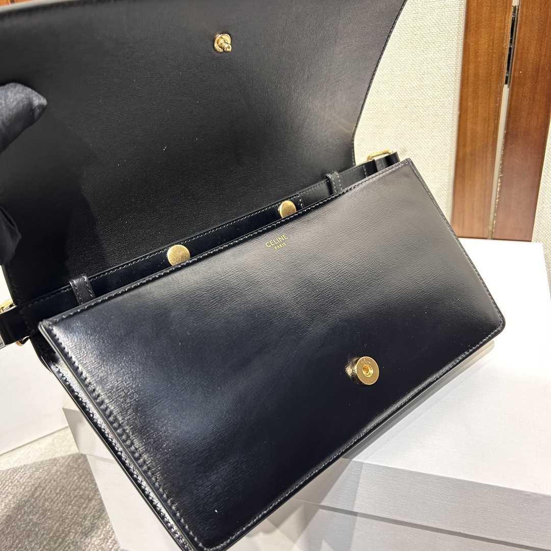 Celine Trapeze Triomphe Bag In Shiny Calfskin - DesignerGu