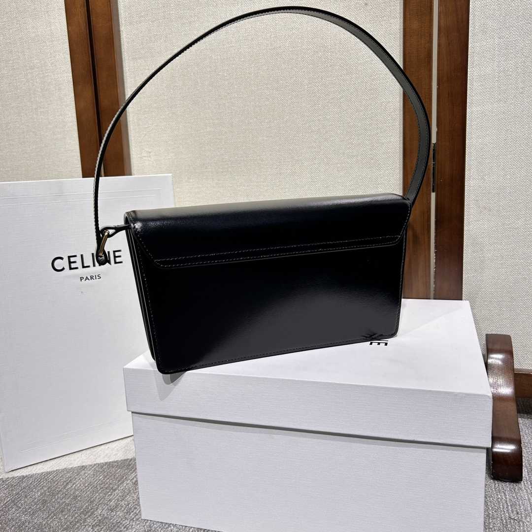 Celine Trapeze Triomphe Bag In Shiny Calfskin - DesignerGu