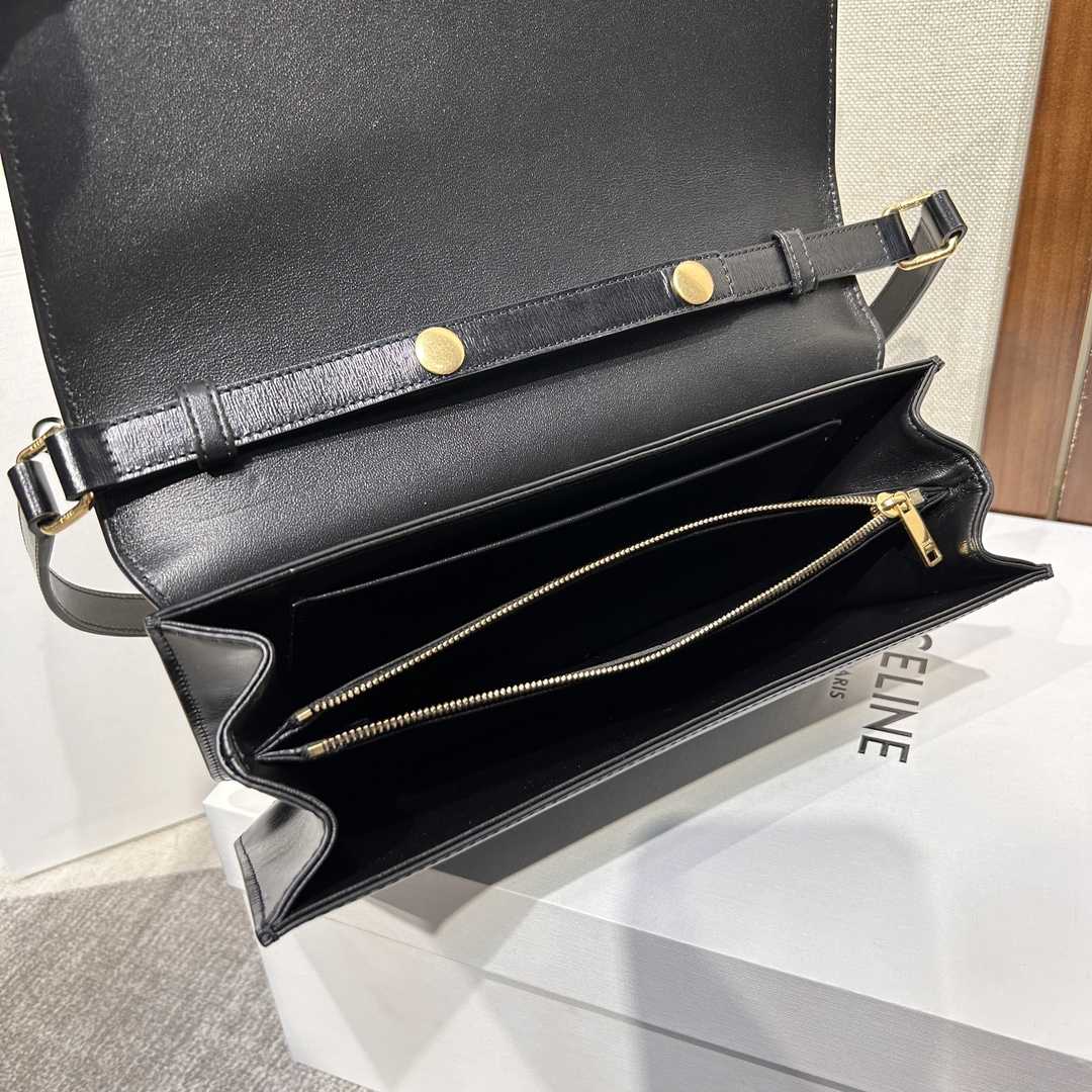 Celine Trapeze Triomphe Bag In Shiny Calfskin - DesignerGu