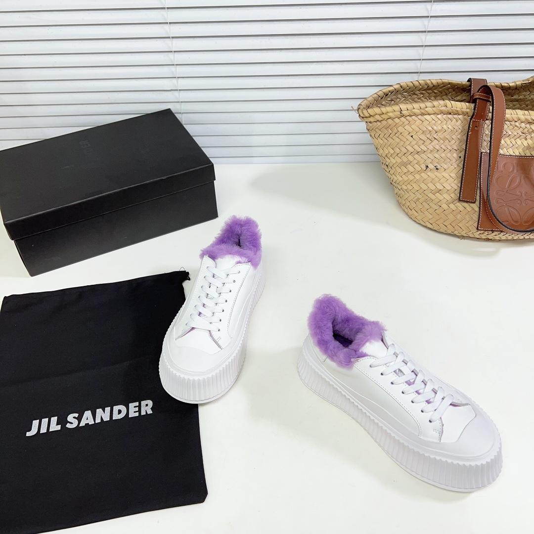 JIl Sander Leather Sneakers With Vulcanized Rubber Sole - DesignerGu