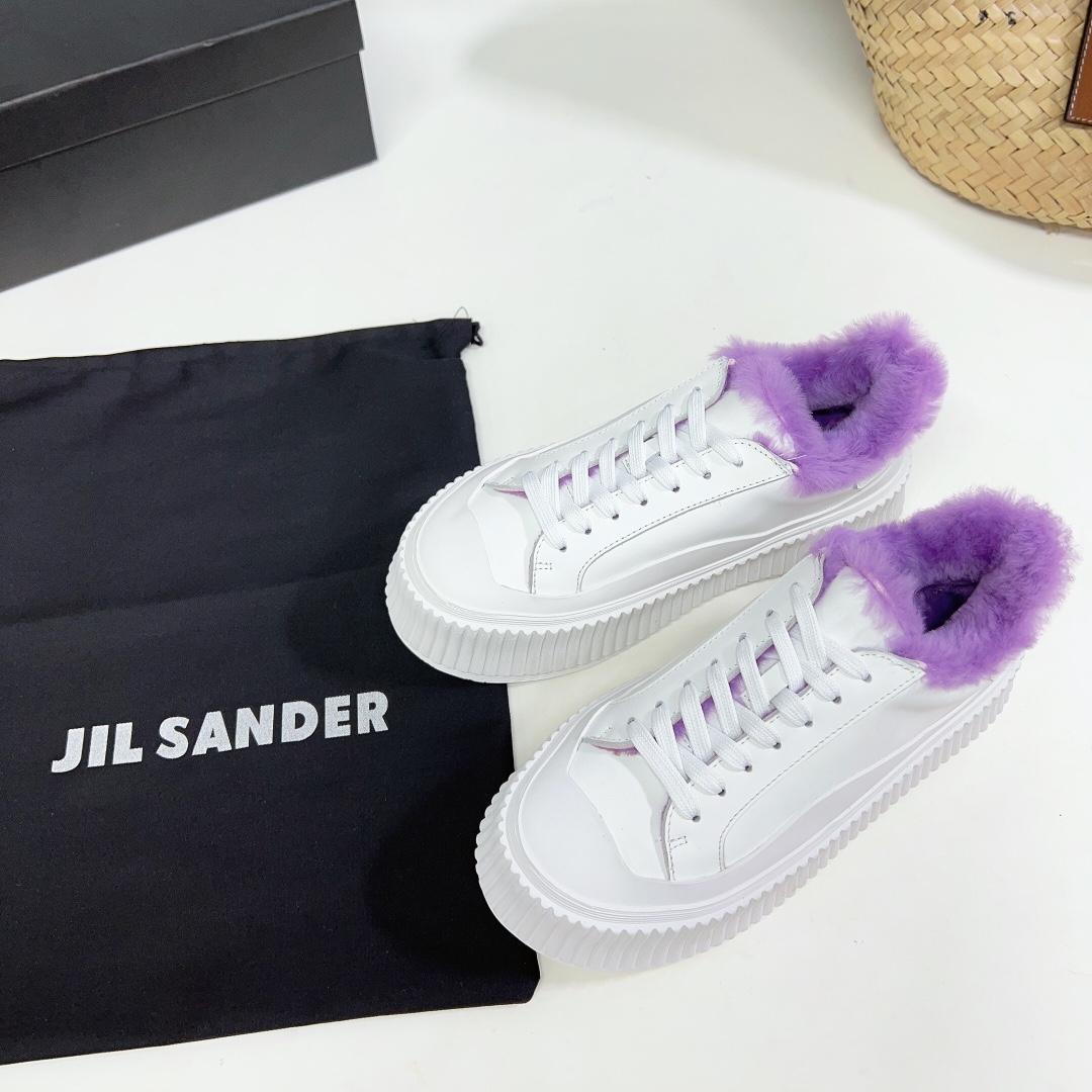 JIl Sander Leather Sneakers With Vulcanized Rubber Sole - DesignerGu