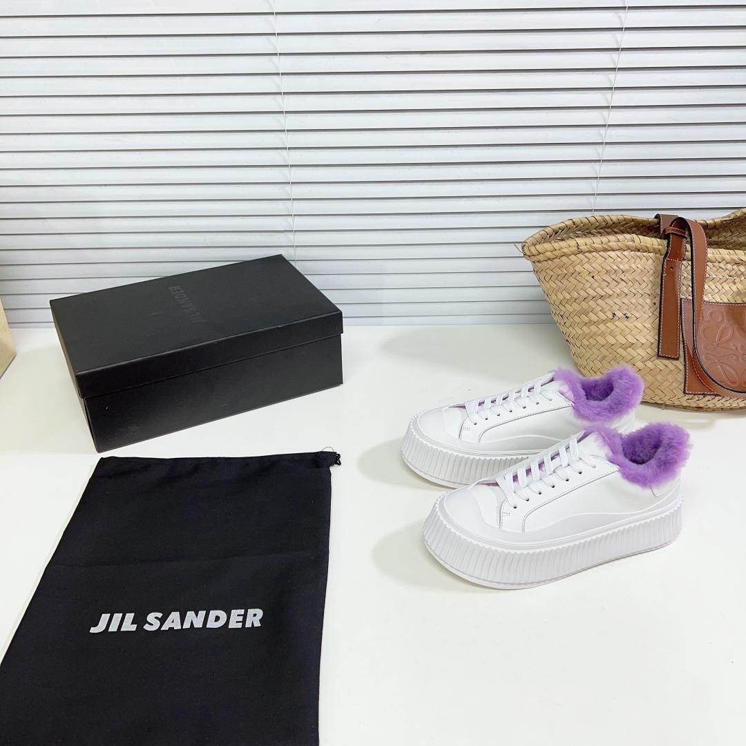 JIl Sander Leather Sneakers With Vulcanized Rubber Sole - DesignerGu