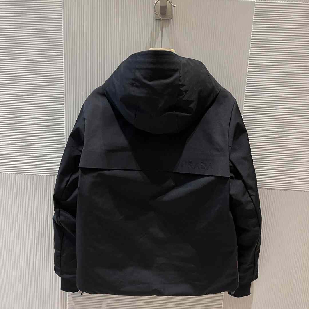 Prada Logo Hooded Puffer Jacket - DesignerGu