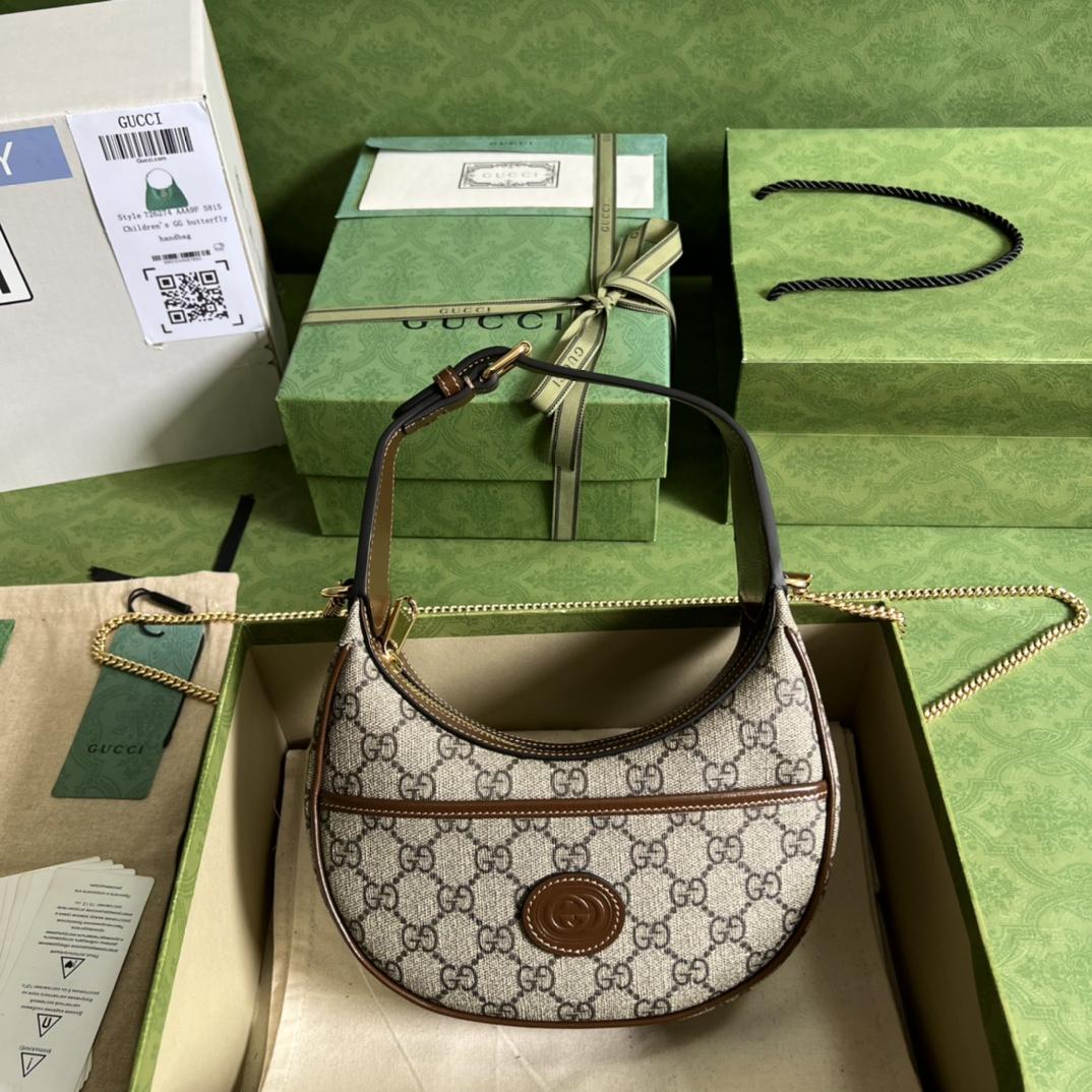 Gucci Half-Moon-Shaped Mini Bag With Interlocking G(22-12.5-5cm)   - DesignerGu