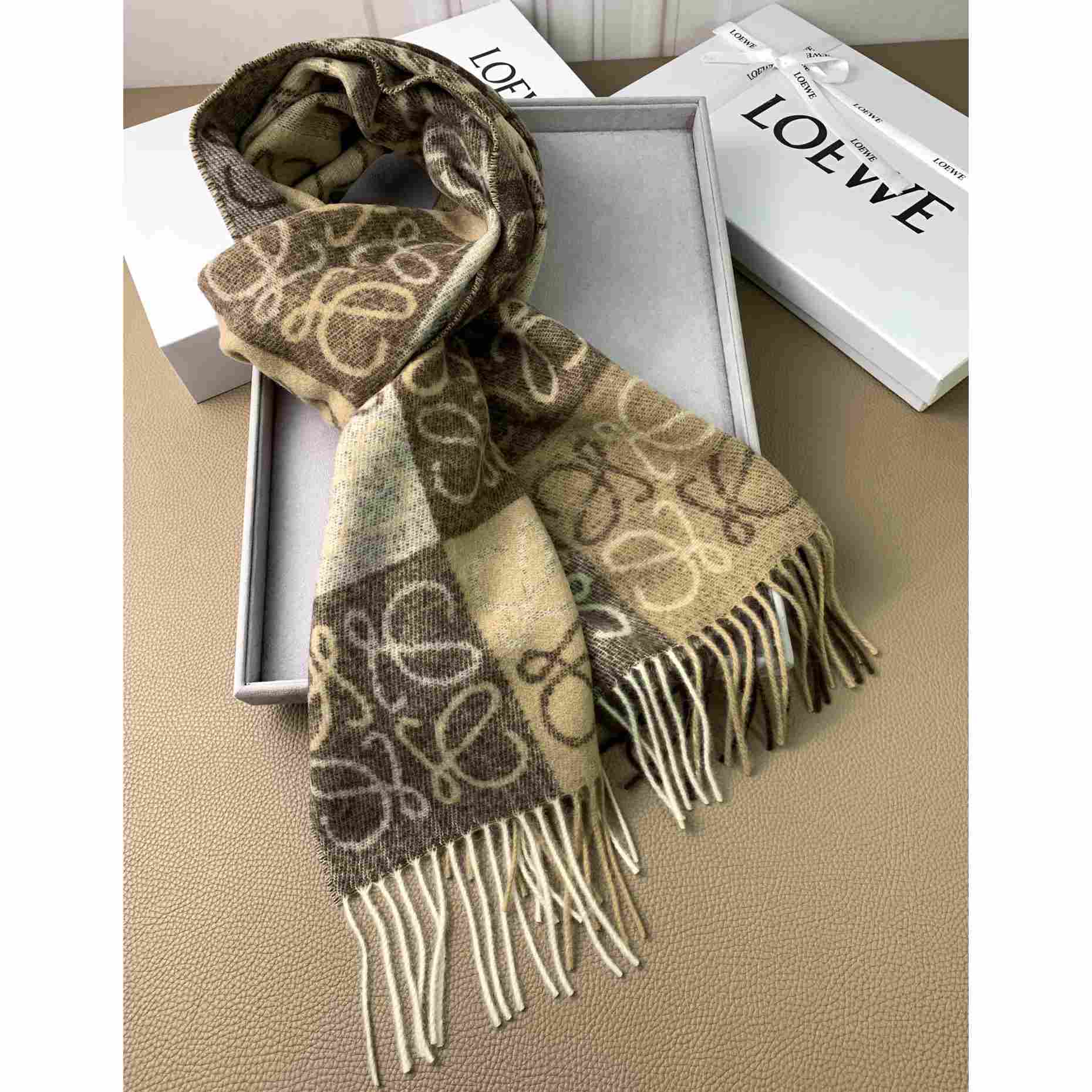 Loewe Anagram Scarf in Wool And Cashmere(38-200cm) - DesignerGu