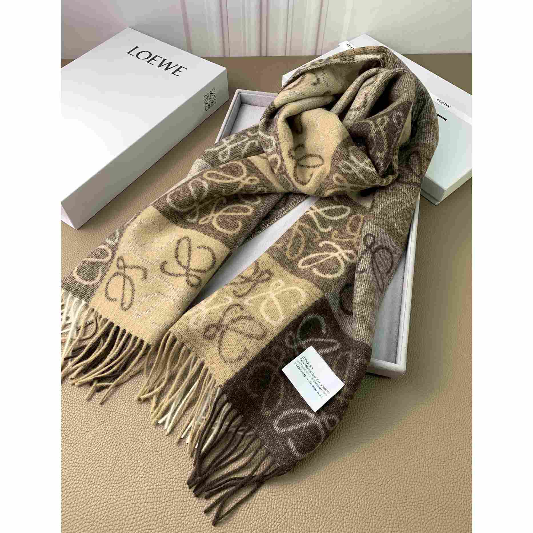 Loewe Anagram Scarf in Wool And Cashmere(38-200cm) - DesignerGu