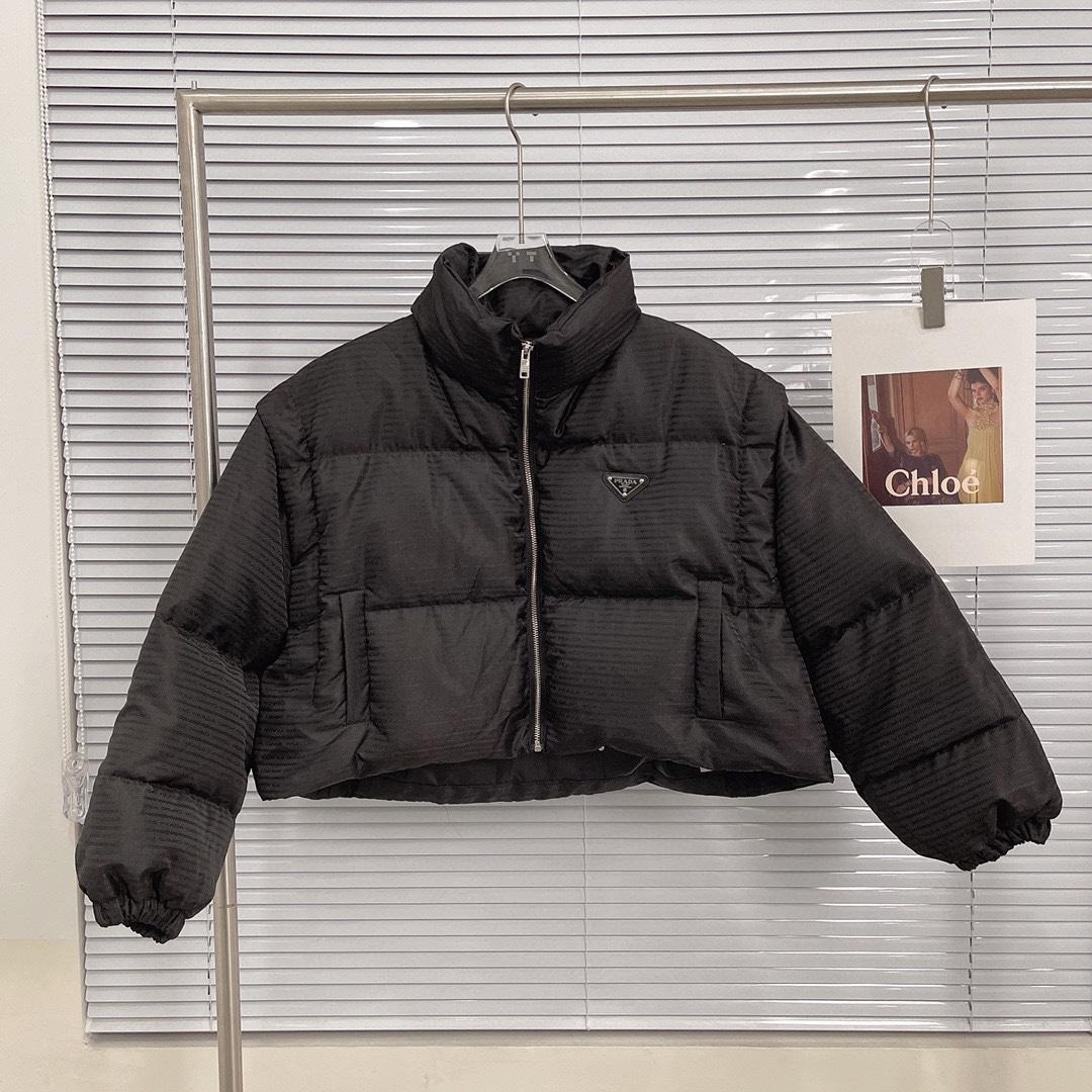 Prada Re-Nylon Cropped Hooded Down Jacket - DesignerGu