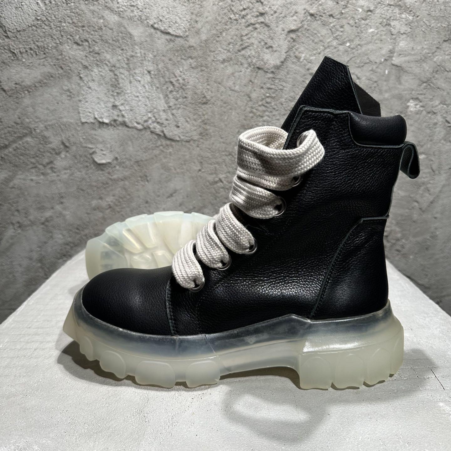 Rick Owens Beatle Lace Up Boots In Black - DesignerGu