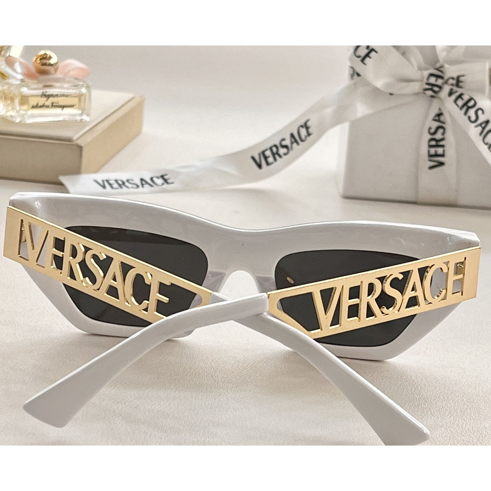 Versace 90s Vintage Logo Cat-Eye Sunglasses     VE4967  - DesignerGu