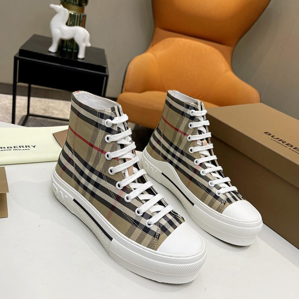 Burberry Vintage Check Cotton High-top Sneakers - DesignerGu