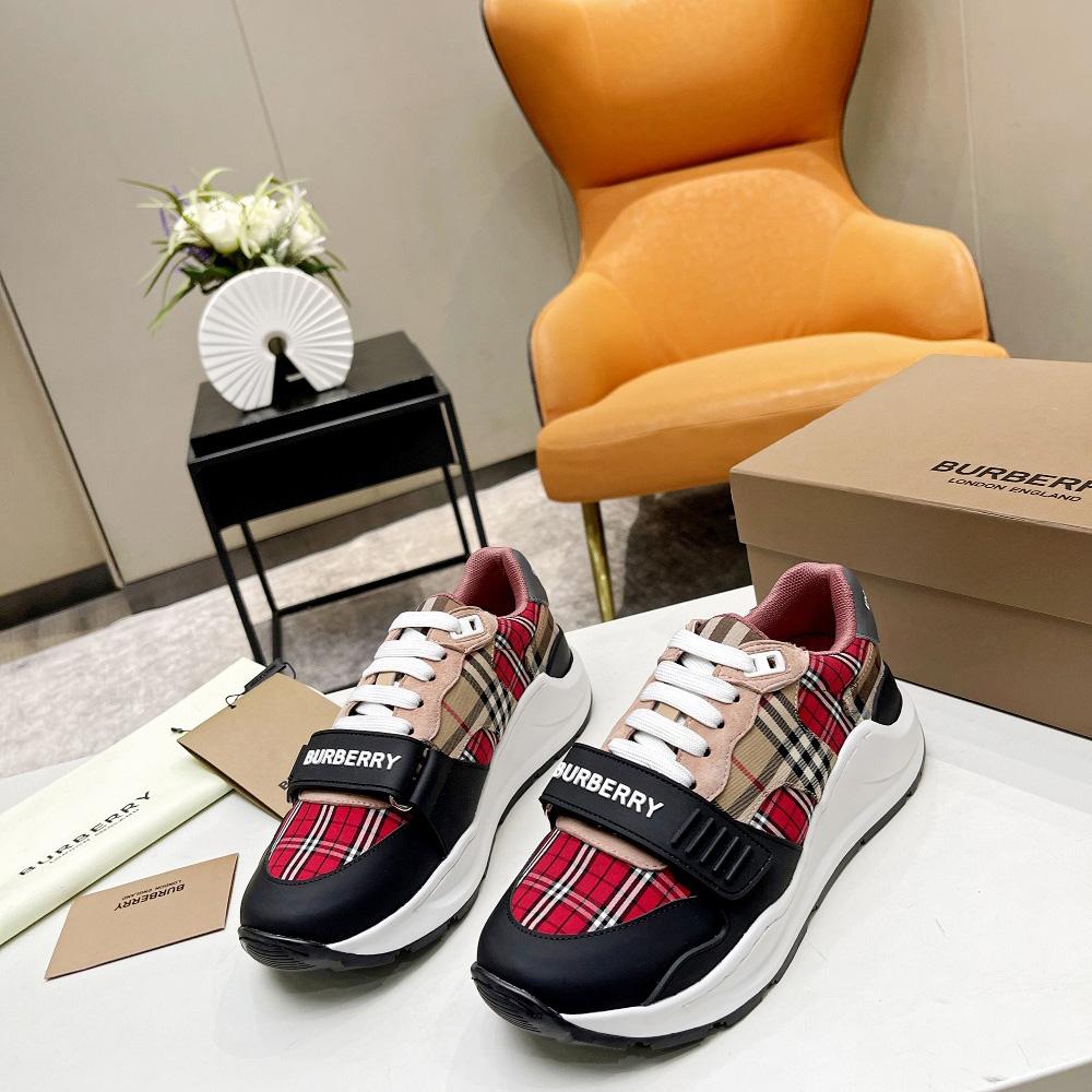 Burberry Vintage Contrast Check And Leather Sneakers - DesignerGu