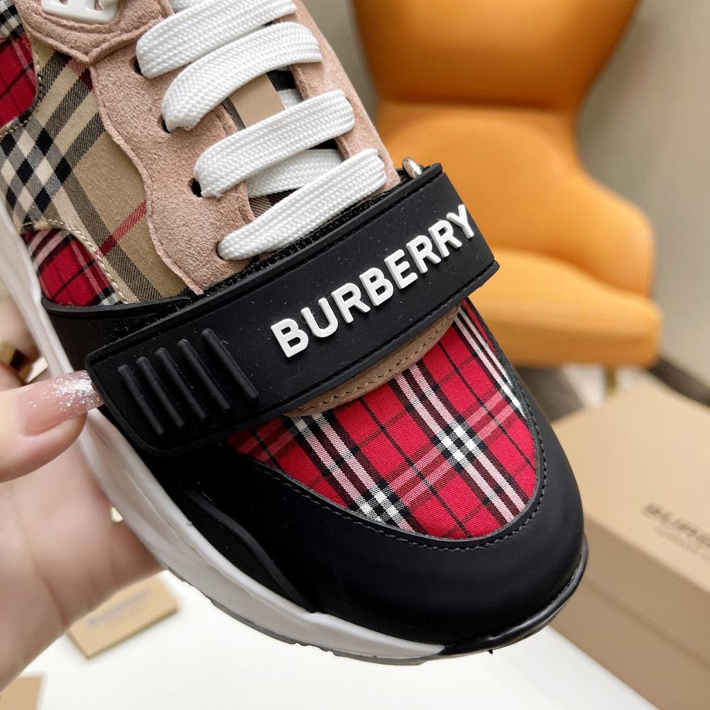 Burberry Vintage Contrast Check And Leather Sneakers - DesignerGu