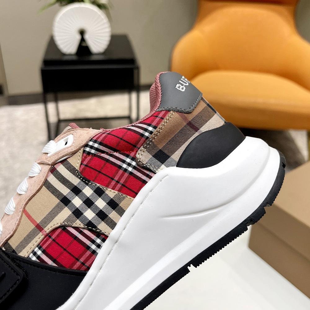 Burberry Vintage Contrast Check And Leather Sneakers - DesignerGu