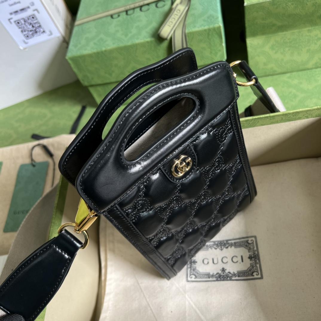 Gucci GG Matelassé Top Handle Mini Bag(14-23-4.5cm)   - DesignerGu