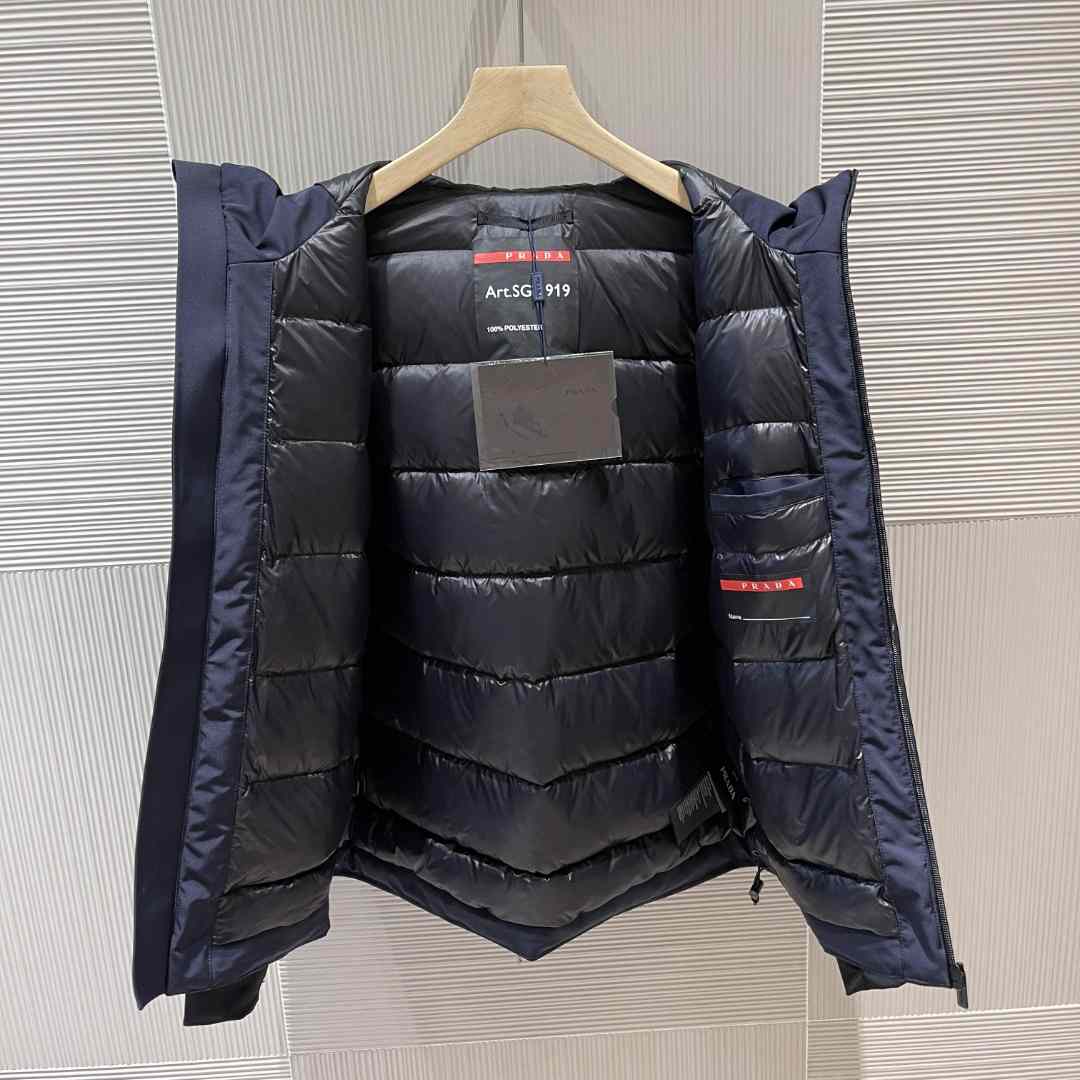 Prada Logo Hooded Puffer Jacket - DesignerGu