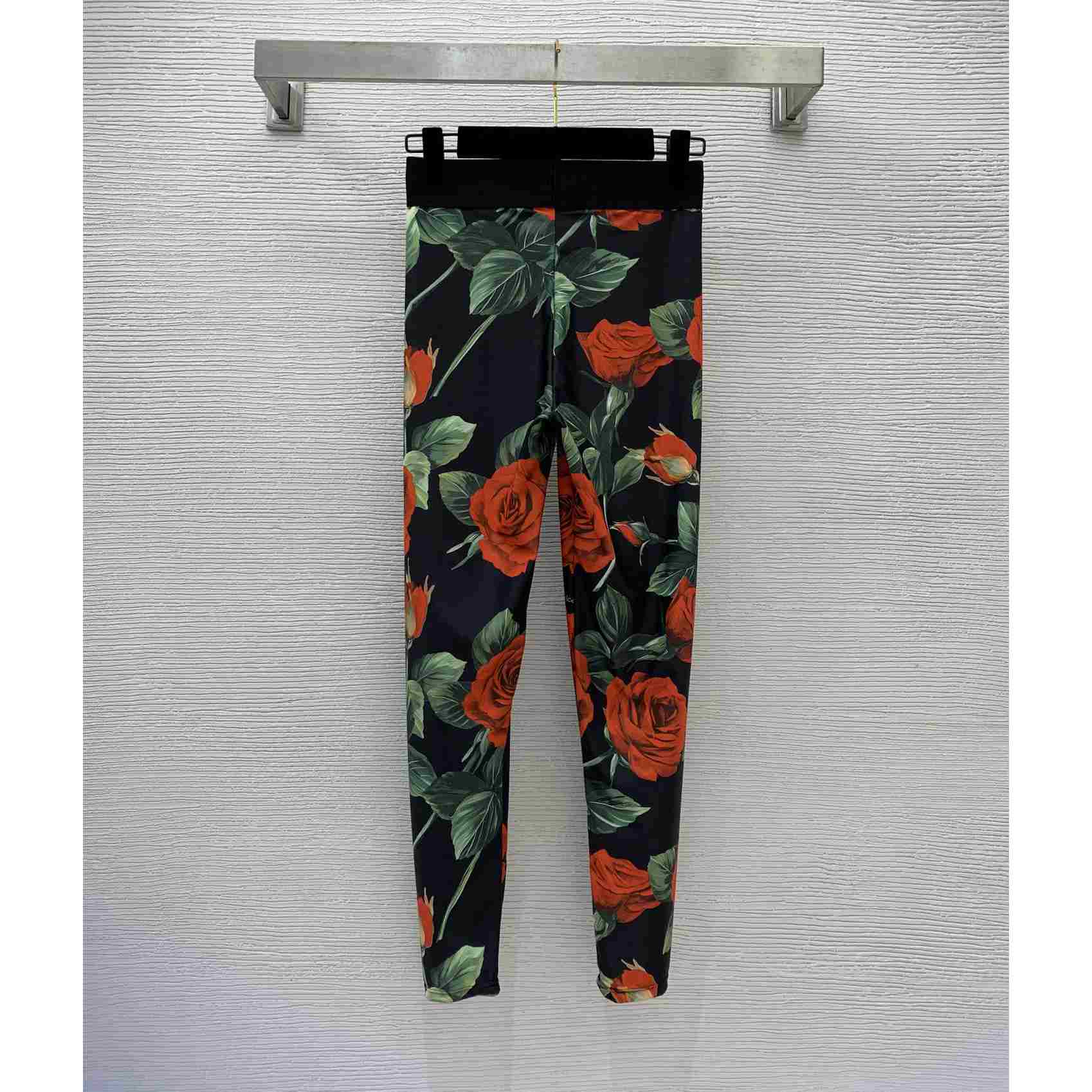 Dolce & Gabbana Floral Silk-Blend Charmeuse Leggings & High Neck Top - DesignerGu