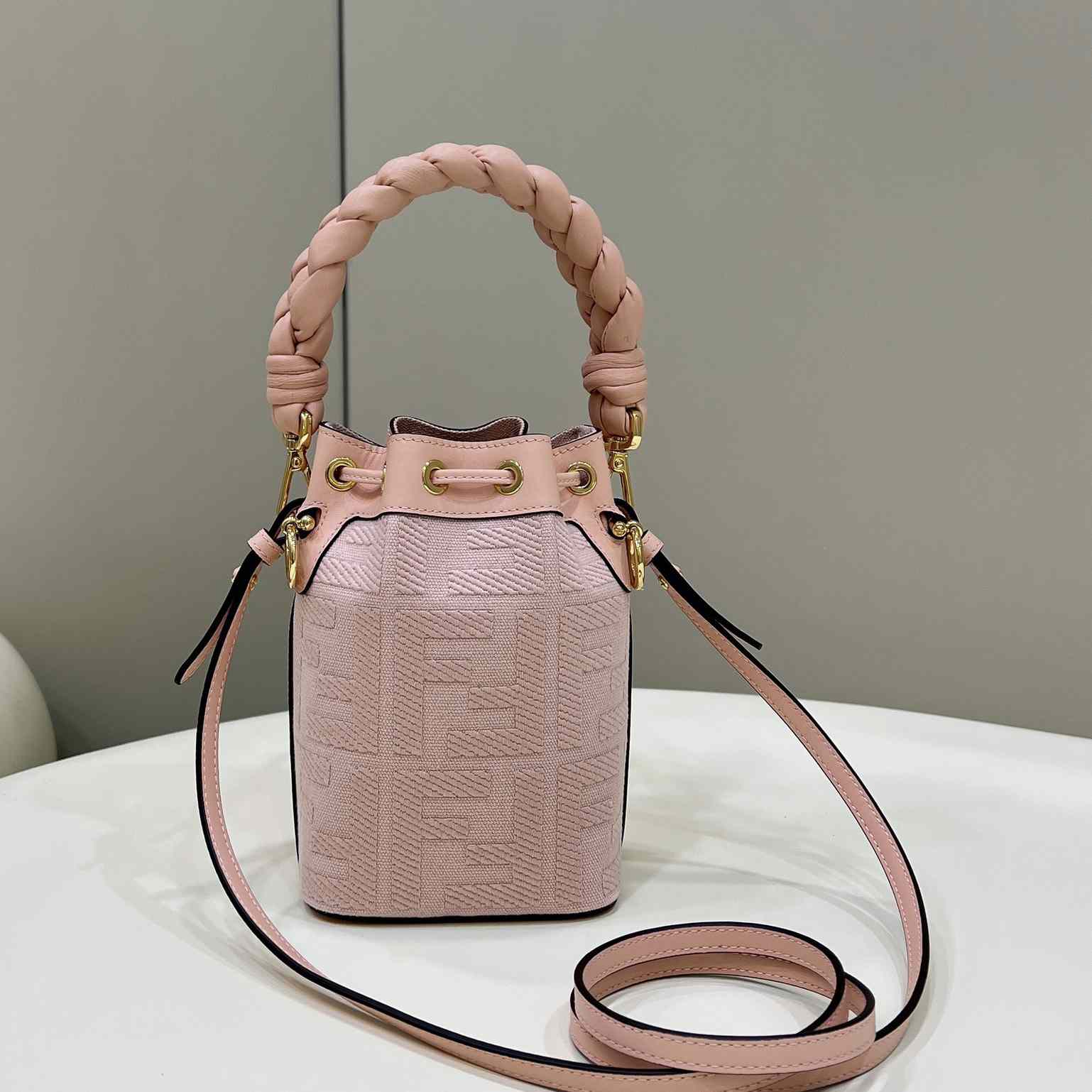 Fendi Mon Tresor Pink FF Canvas Mini-Bag (12×18×10cm)   - DesignerGu