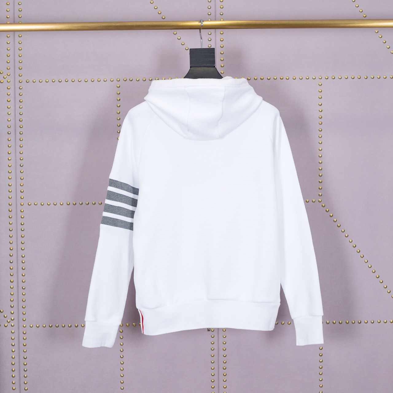 Thom Browne 4-Bar Zip-Up Cotton Hoodie - DesignerGu