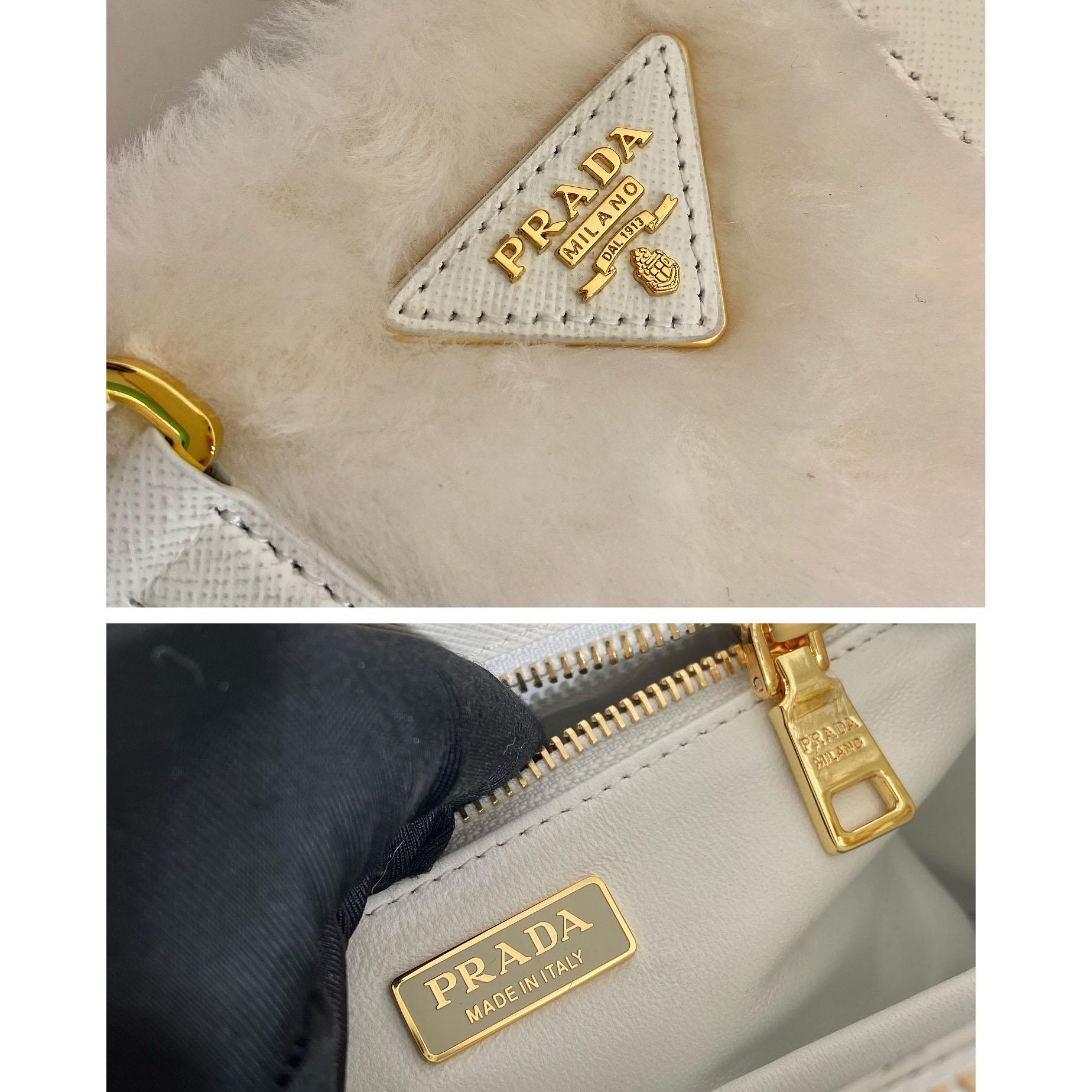 Prada Galleria Shearling Mini-Bag - DesignerGu