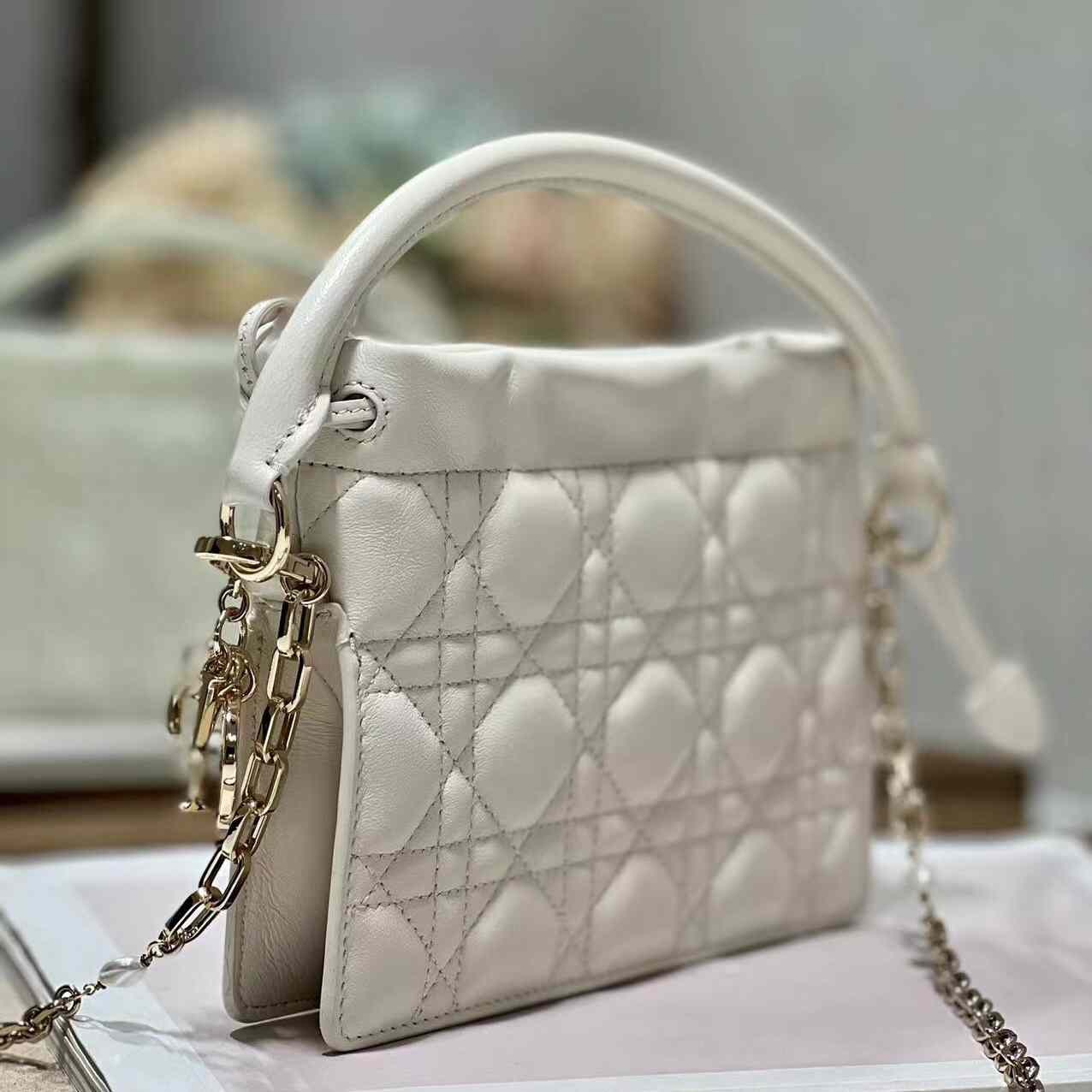 Dior Lady Dior Handle Drawstring Mini Bag - DesignerGu