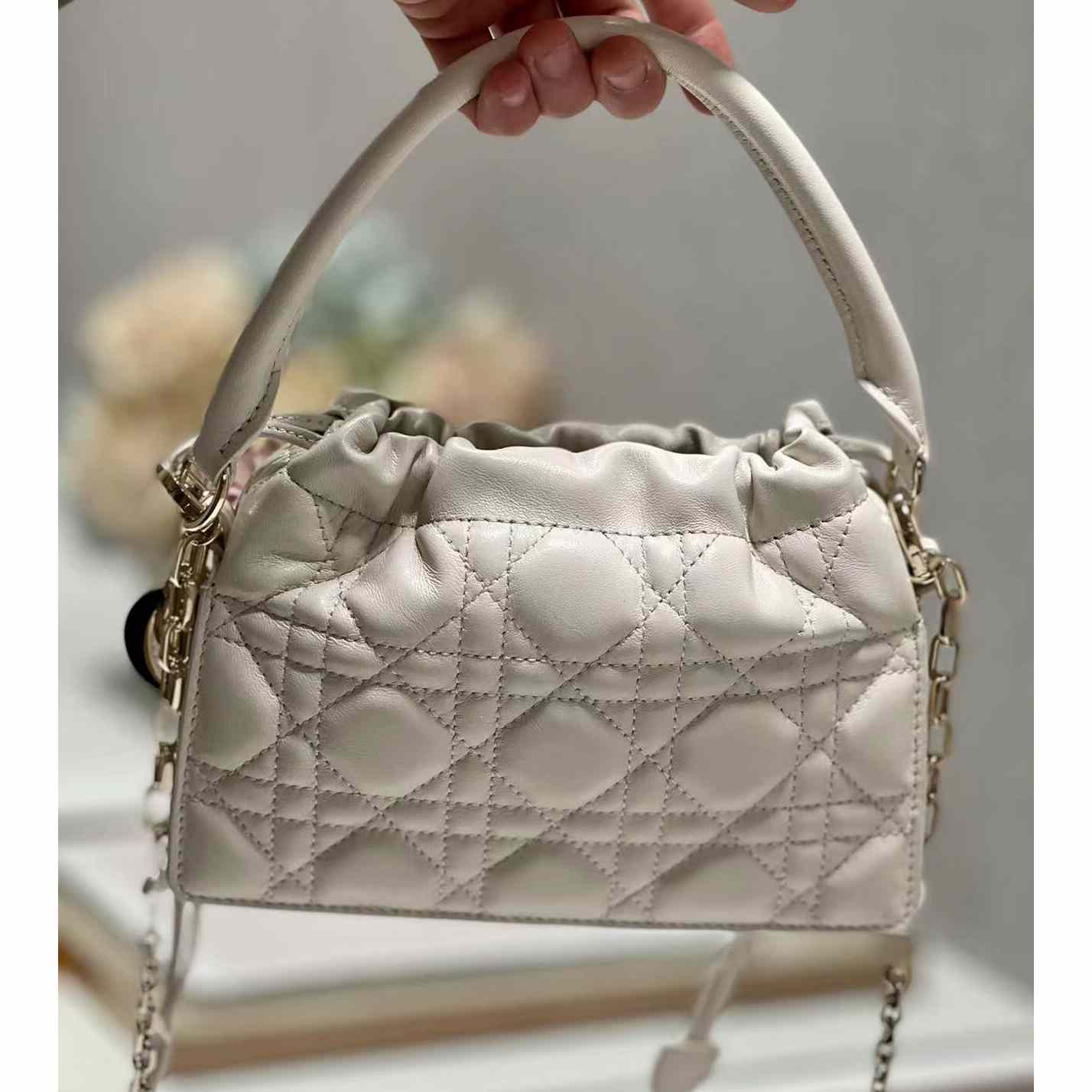 Dior Lady Dior Handle Drawstring Mini Bag - DesignerGu