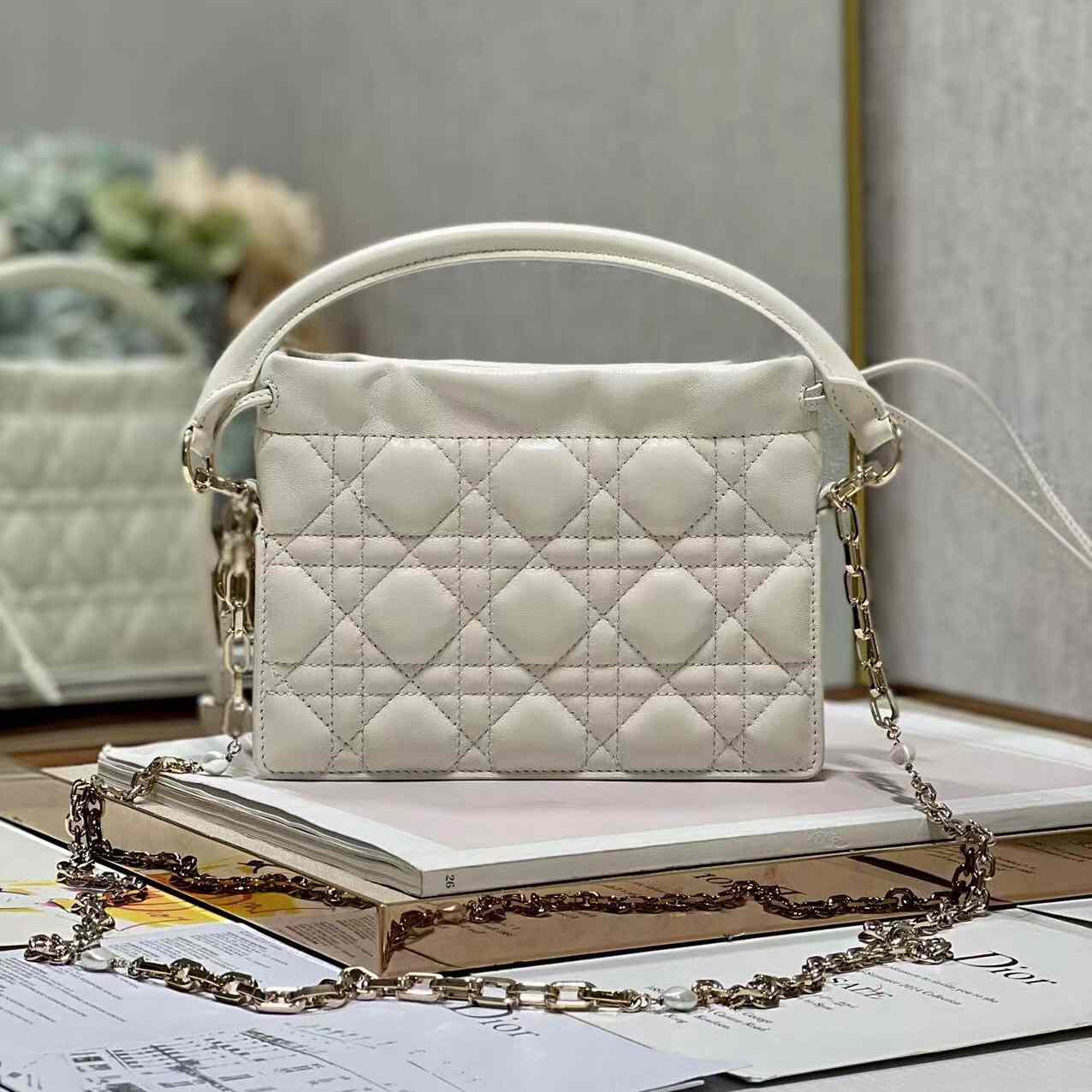Dior Lady Dior Handle Drawstring Mini Bag - DesignerGu