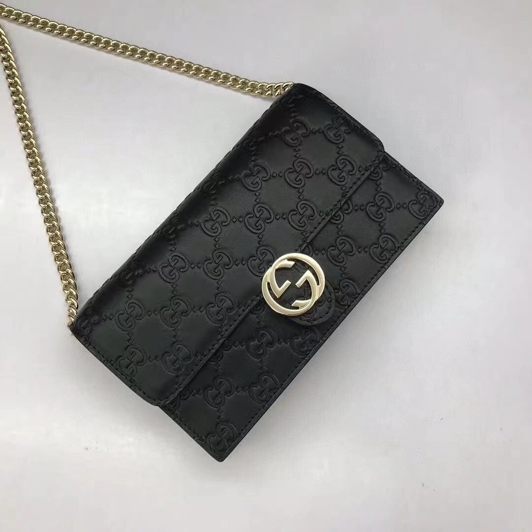 Gucci Guccissima Icon Chain Wallet Black(20-13-6cm) - DesignerGu