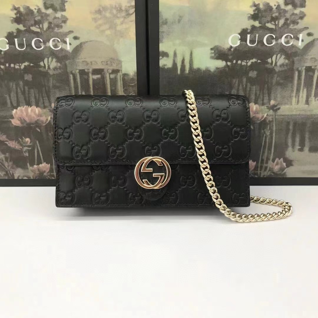 Gucci Guccissima Icon Chain Wallet Black(20-13-6cm) - DesignerGu