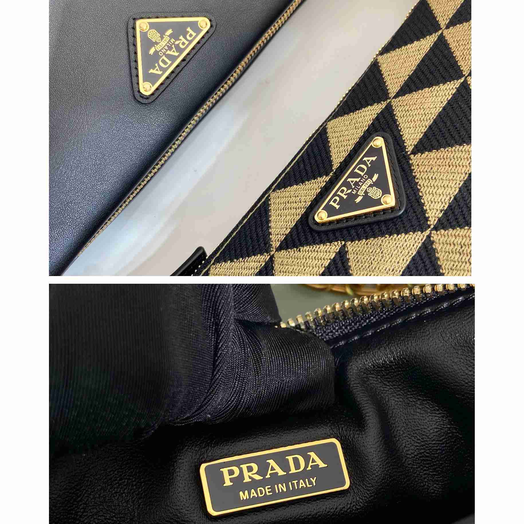 Prada Symbole Leather And Fabric Mini Bag(23-25-5cm) - DesignerGu