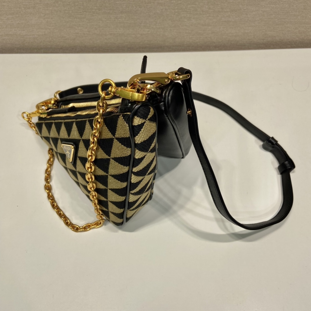 Prada Symbole Leather And Fabric Mini Bag(23-25-5cm) - DesignerGu