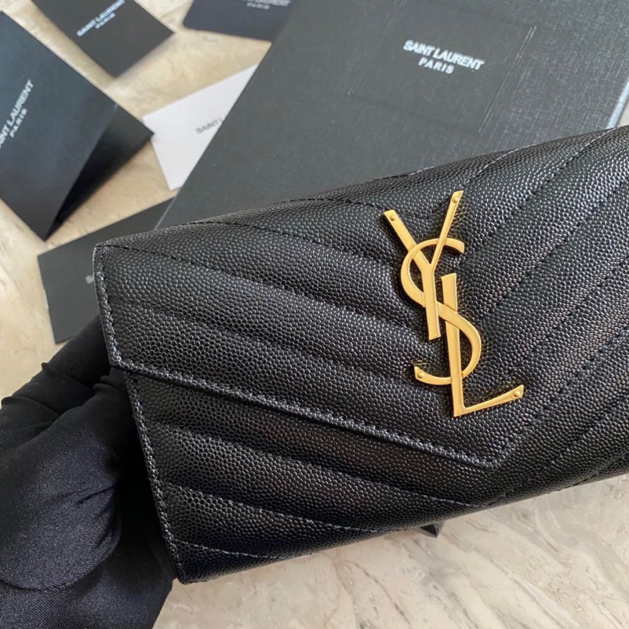 Saint Laurent Monogram Leather Wallet(19-11-3CM) - DesignerGu