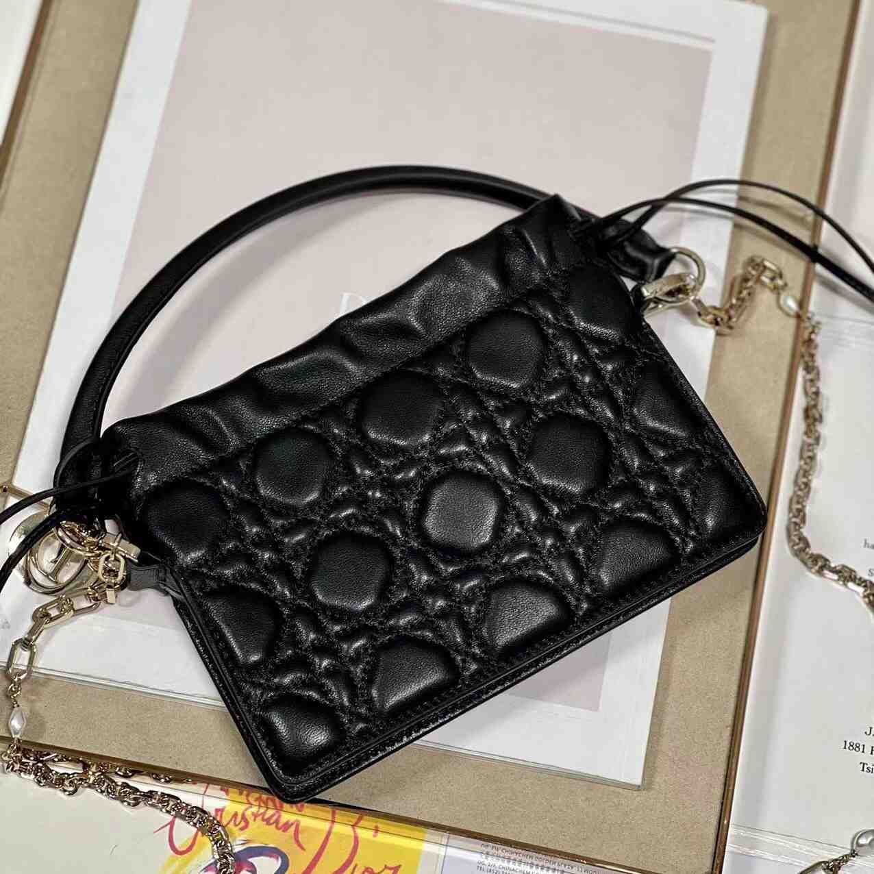 Dior Lady Dior Top Handle Drawstring Mini Bag - DesignerGu