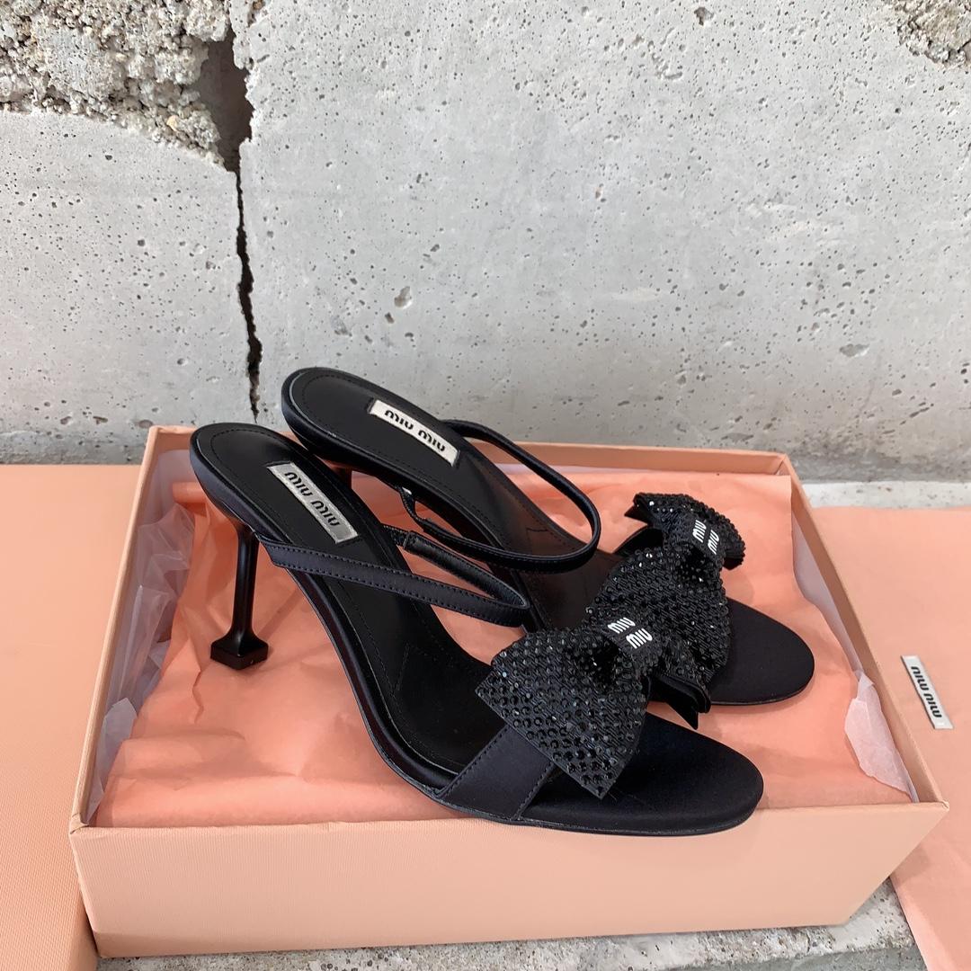 Miu Miu Satin Bow Sandals - DesignerGu