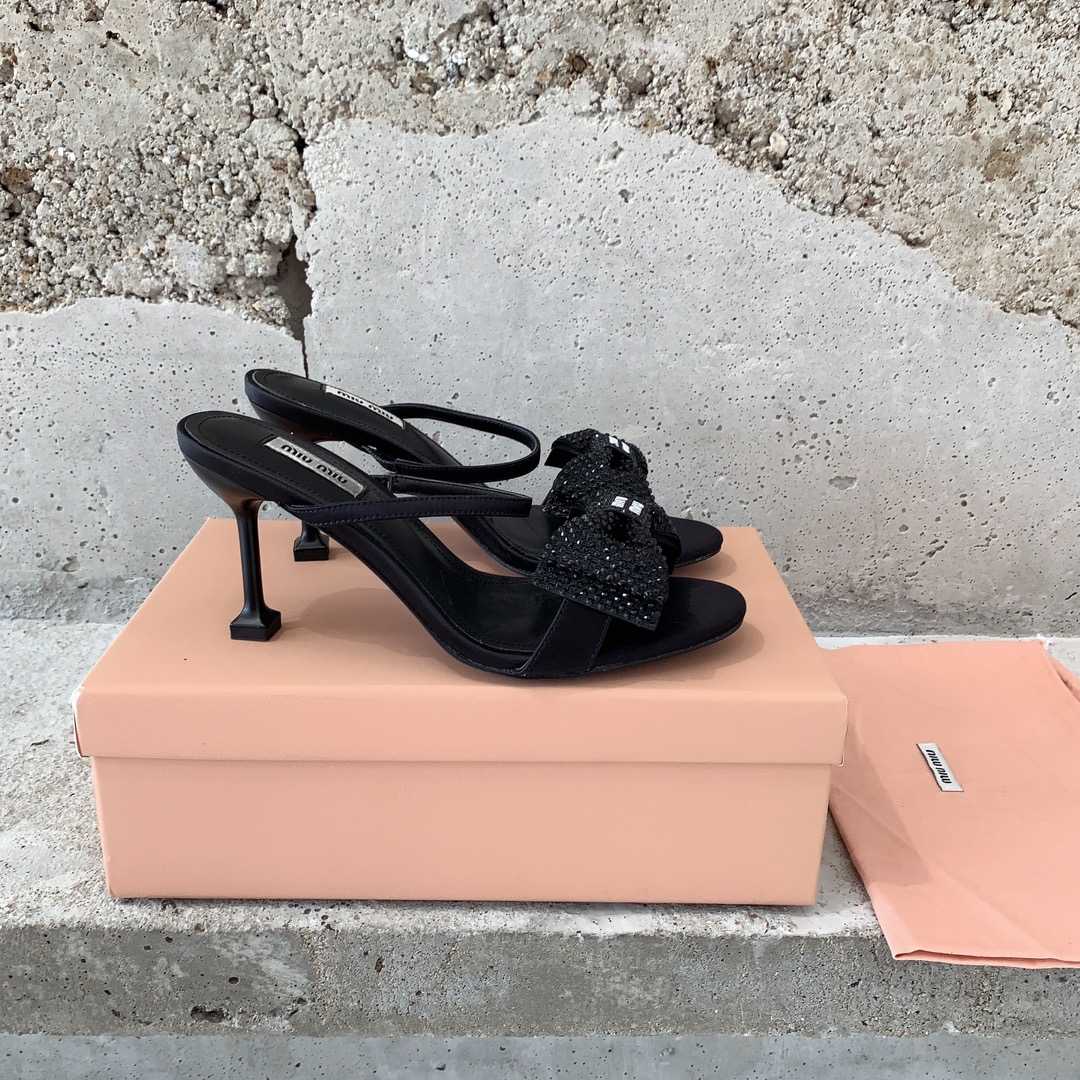 Miu Miu Satin Bow Sandals - DesignerGu