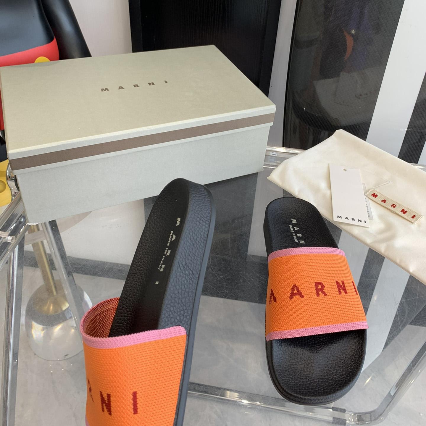 Marni Orange Logo Jacquard Rubber Slide - DesignerGu