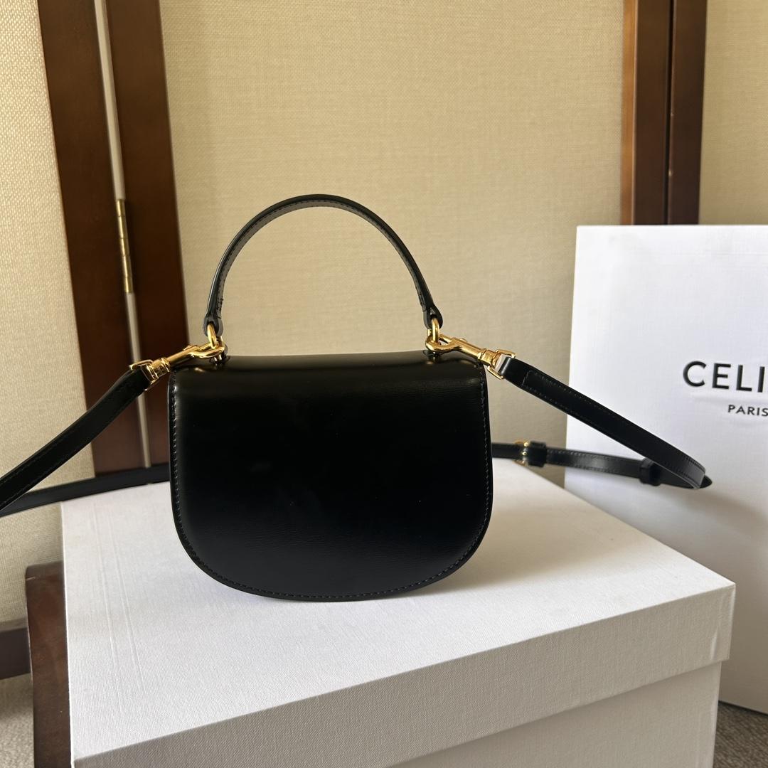 Celine Mini Besace Triomphe In Shiny Calfskin - DesignerGu